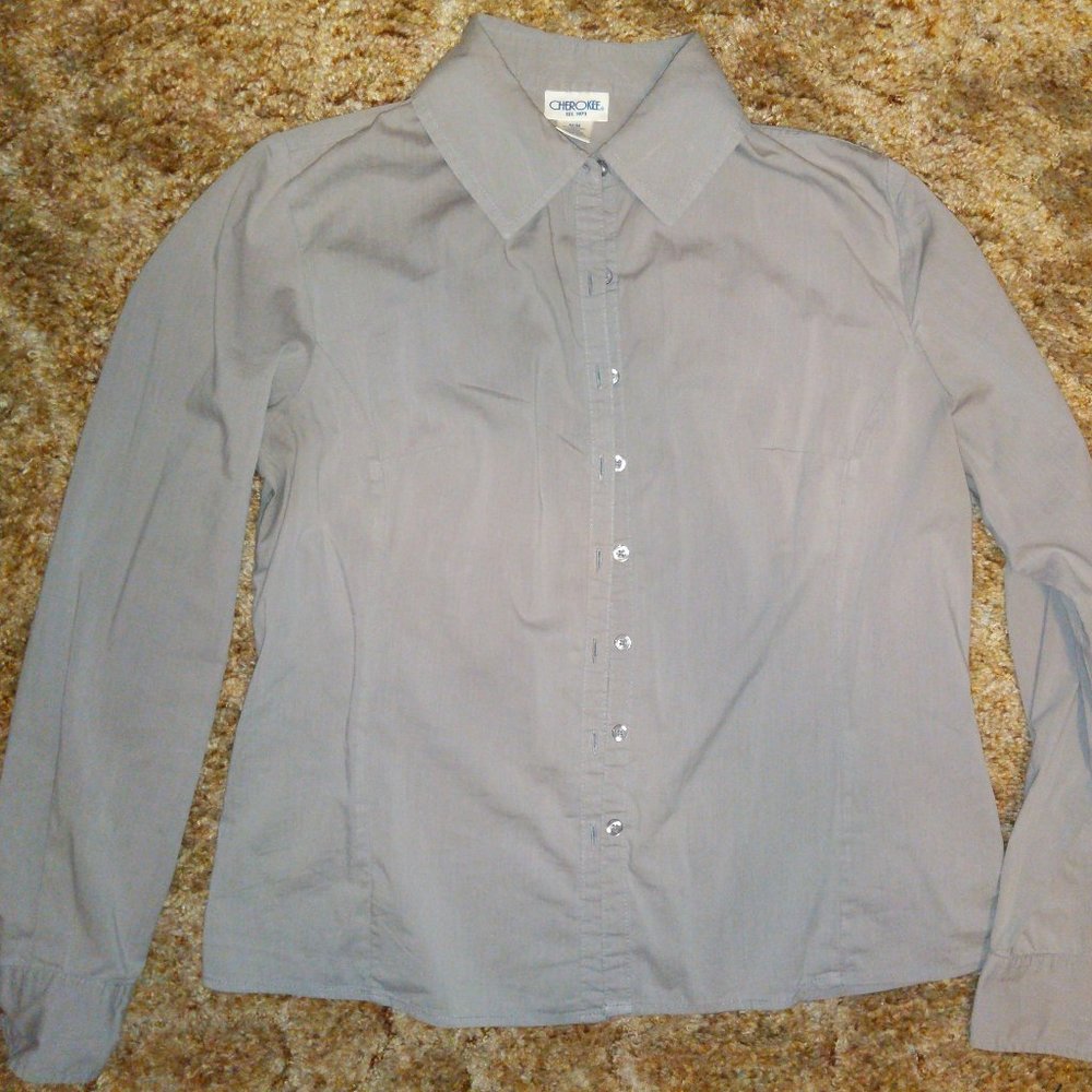 4/$20 | Cherokee Grey Button Up Long Sleeve Blouse